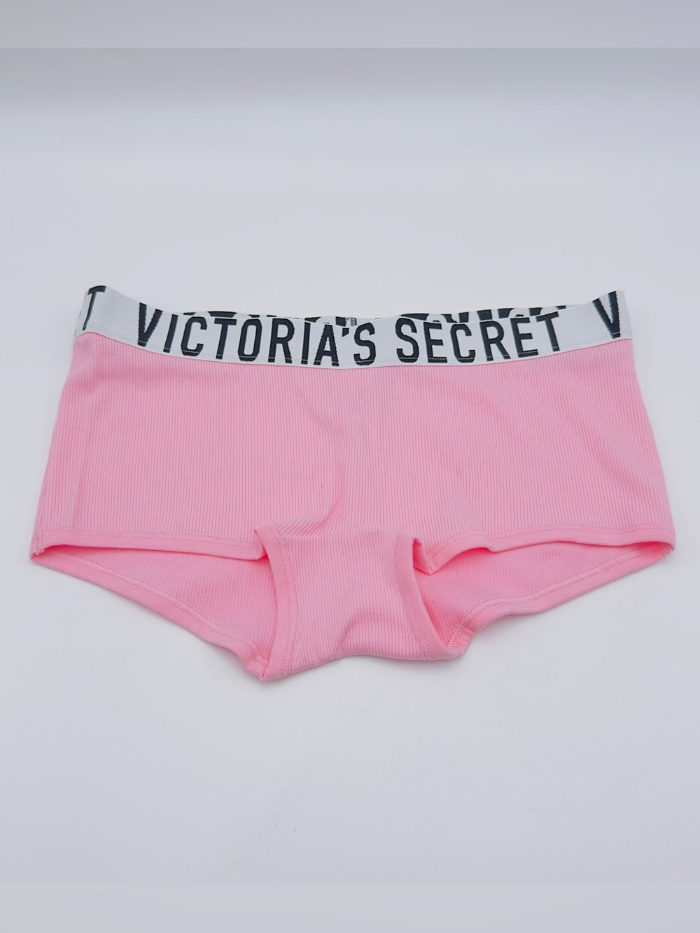 Victoria's Secret Pink Ribbed Boyshorts with Logo Waistband